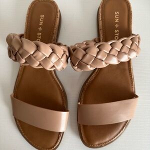 Sun + Stone Women's / Junior’s Casual Tan Braided Sandals  Size 7  New